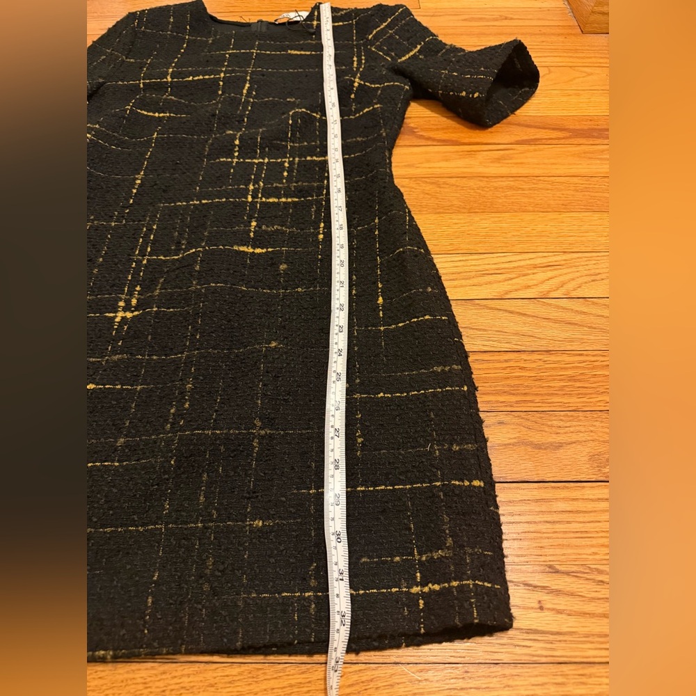 Zara Black Boucle Tweed Mini Shift Dress Size S - Picture 10 of 15